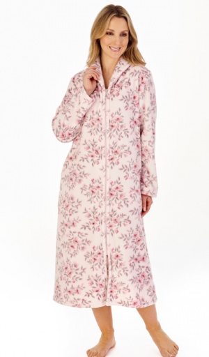 Slenderella Soft Floral Print Zip Housecoat